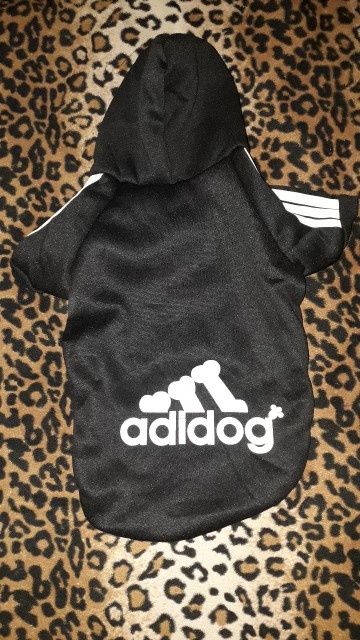 Roupa para cão "adidog" casaco - jaqueta - preto / vermelho