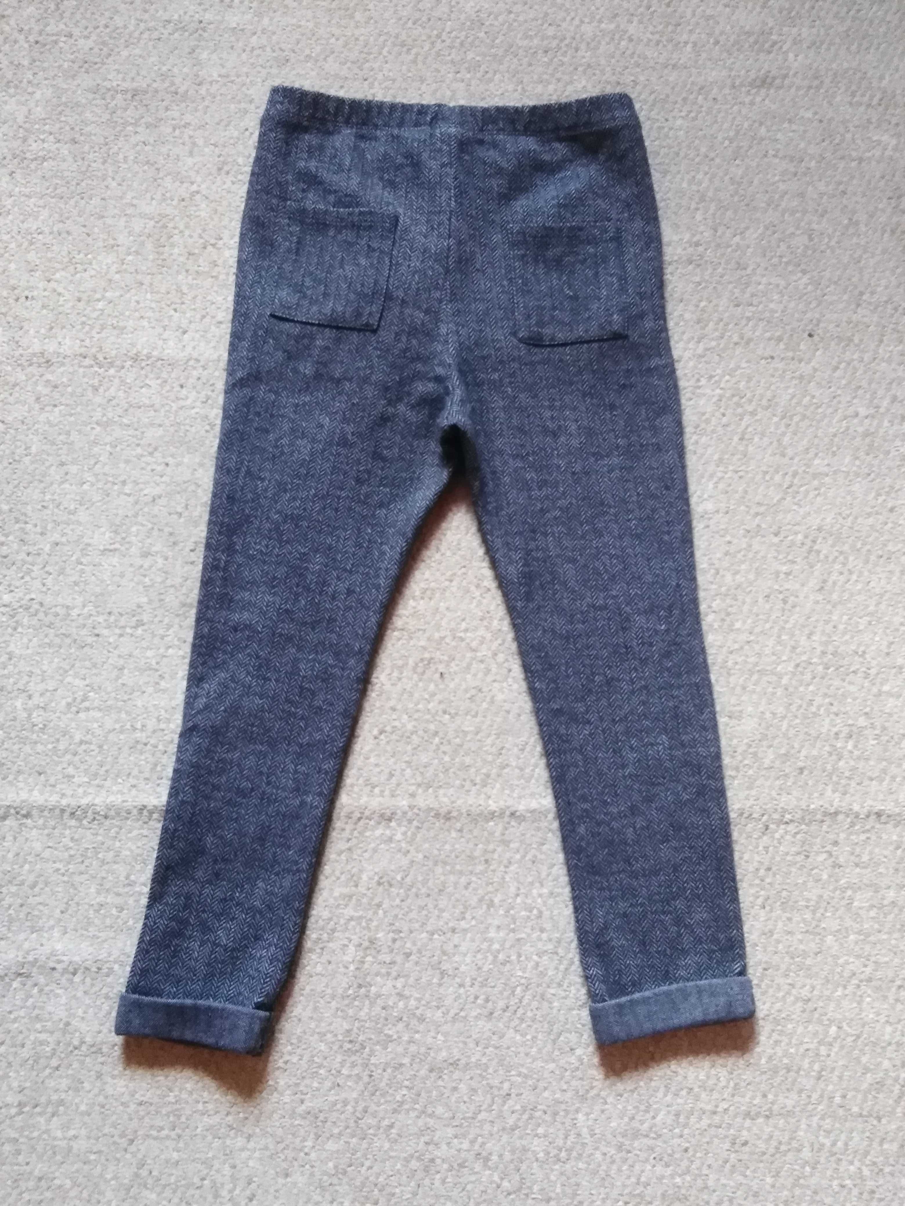Zara Girl ciepłe spodnie w jodełkę r. 128-134 cm