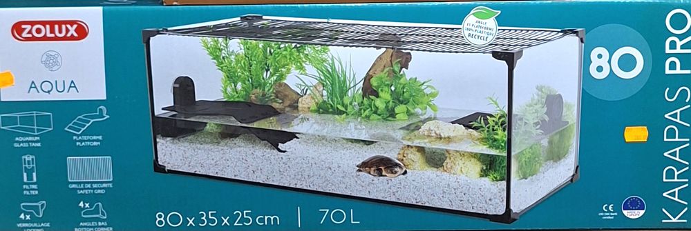 Akwarium aquaterrarium 80cm dla żółwia wodno lądowego.