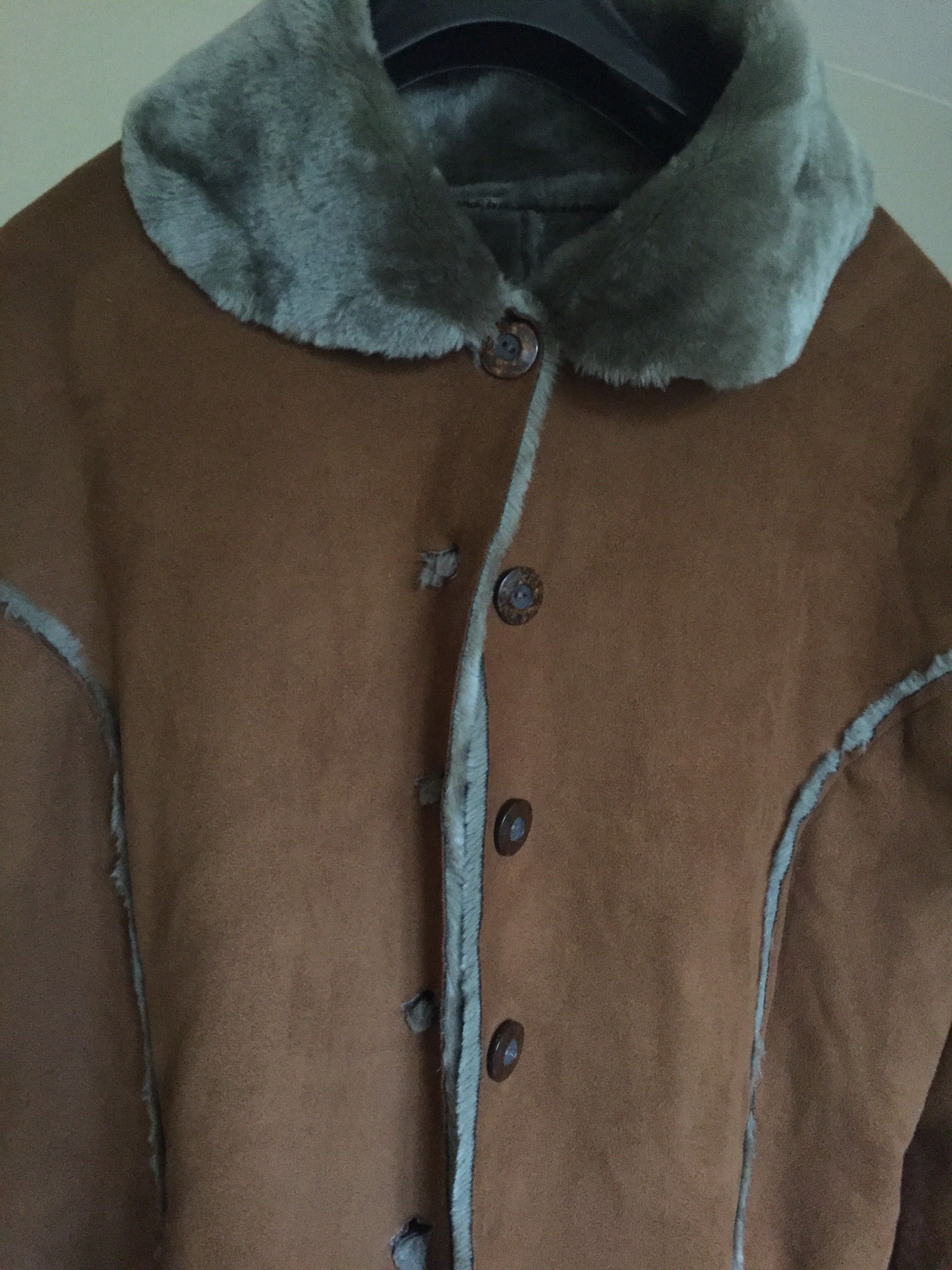 Dwustronny płaszcz na zimę gruby ciepły brązowy