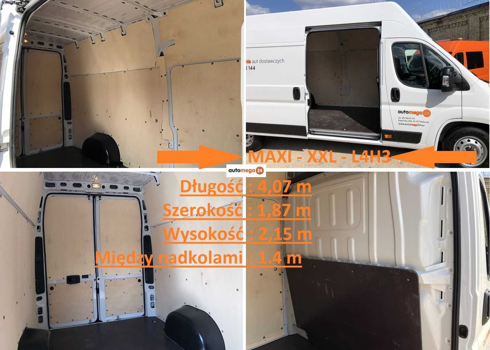 Fiat Ducato maxi WYMIARY Wypożyczalnia samochodów DOSTAWCZYCH