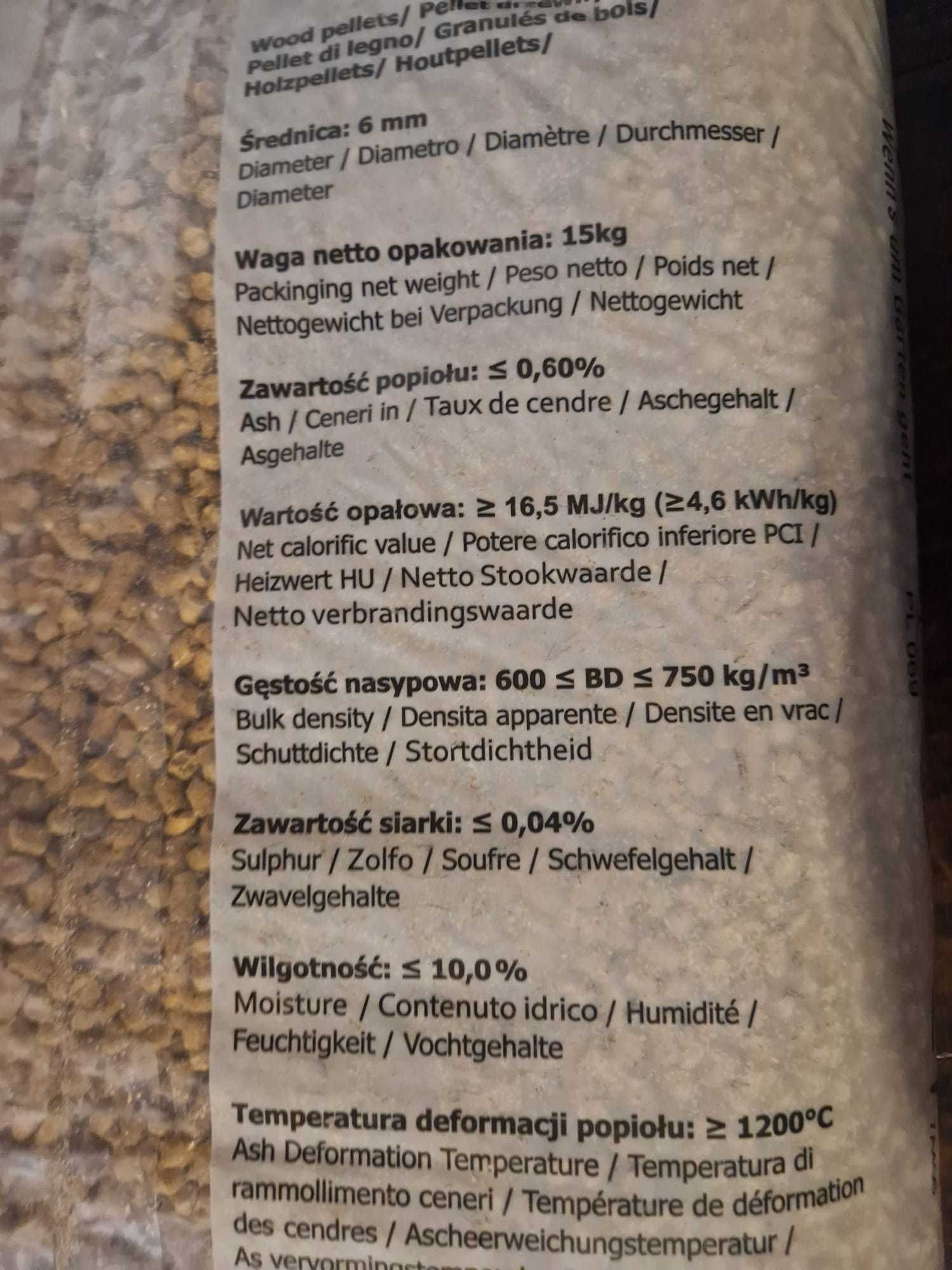 Pellet pelet 6 mm sosnowy paleta 1050kg TRANSPORT