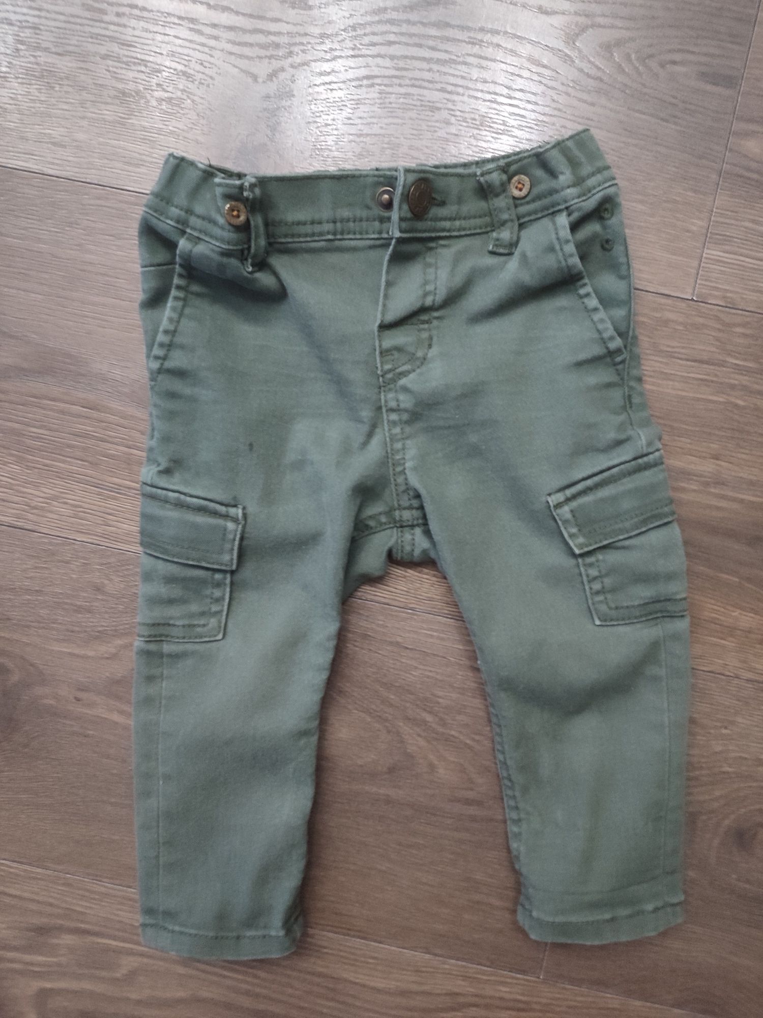 Spodnie jeansowe elastyczne khaki h&m szelki 80