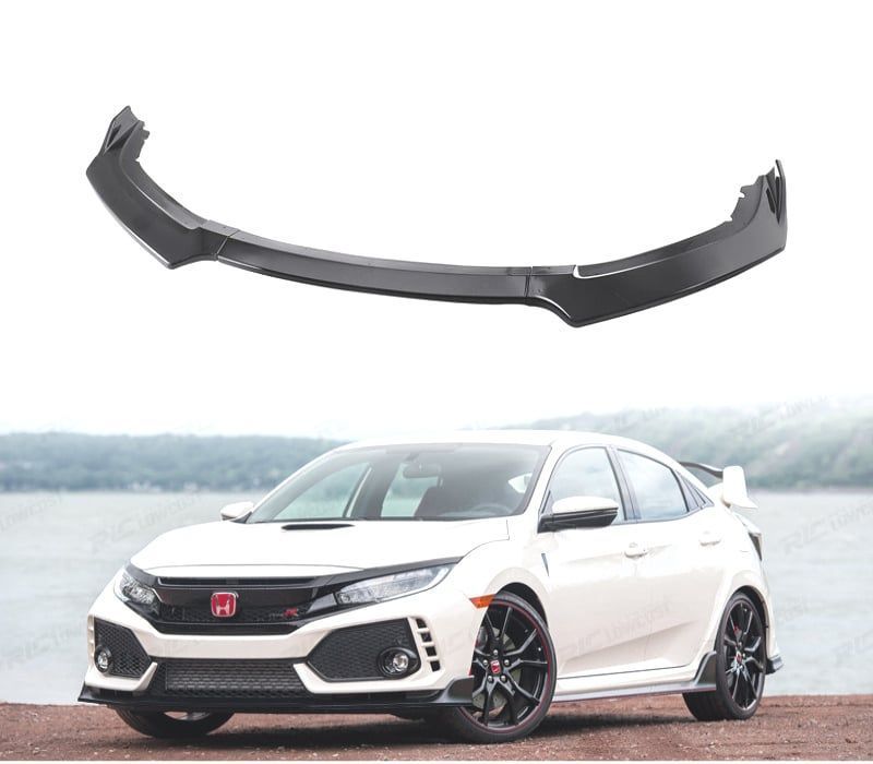 SPOILER LIP FRONTAL HONDA CIVIC 19-21 LOOK TYPE R PRETO BRILHANTE