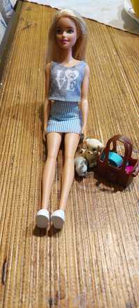 Barbie Mattel z pieskiem i króliczkiem