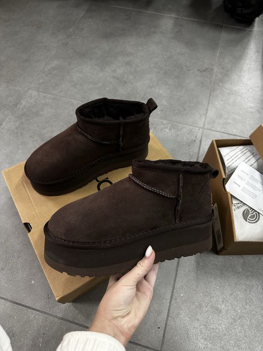 Жіночі натуральні уггі угги Ugg Ultra Mini Platform Brown/шоколад 38