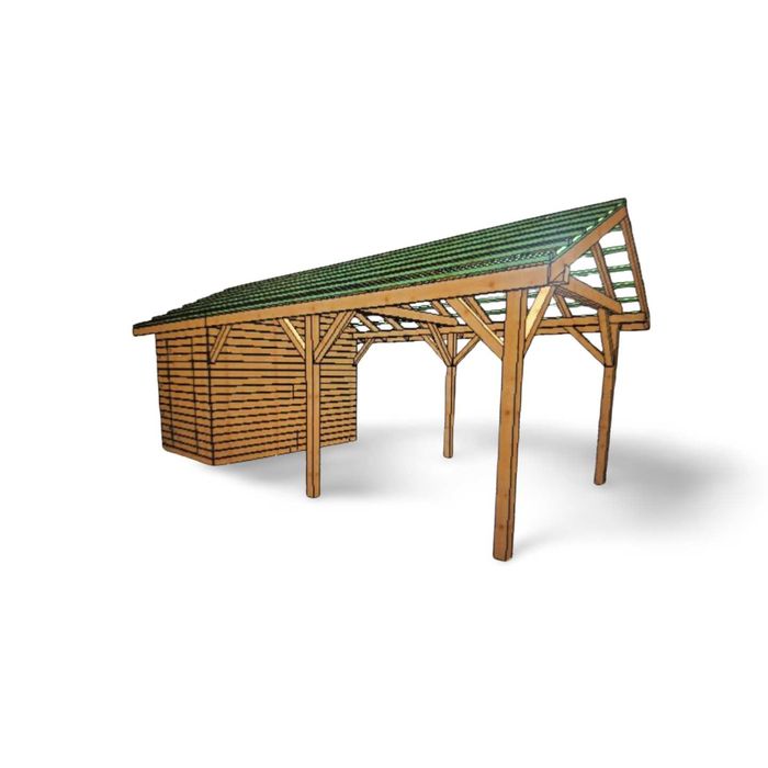 wiata garażowa z pomieszczeniem narzędziowym 3,5 x 7,0m