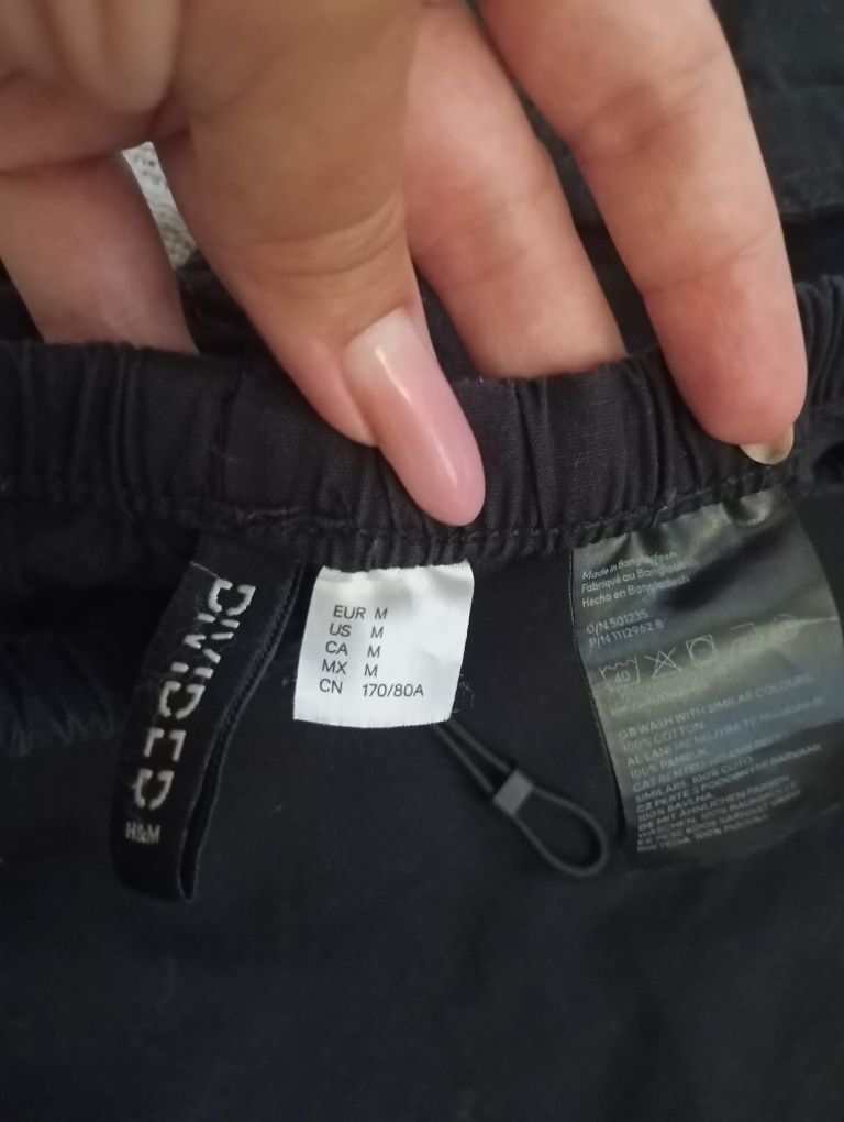 H&M S-XL czarne luźne spodnie PARACHUTE spadochronowe owersizowe