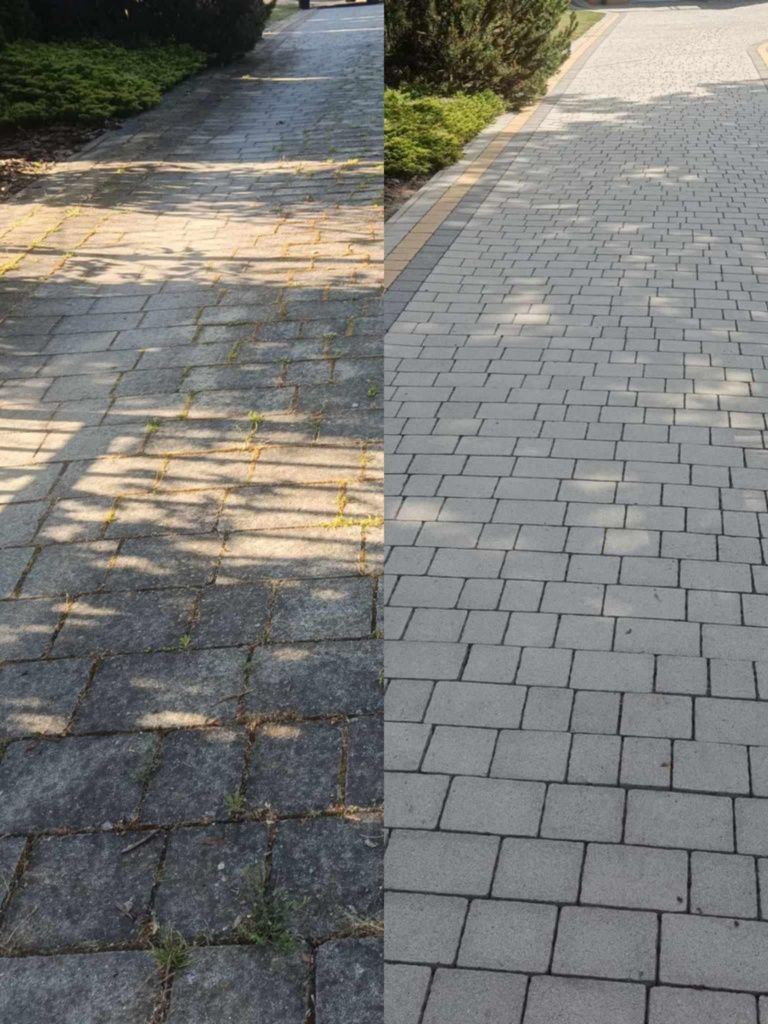 Mycie, czyszczenie kostki brukowej, elewacji, dachów