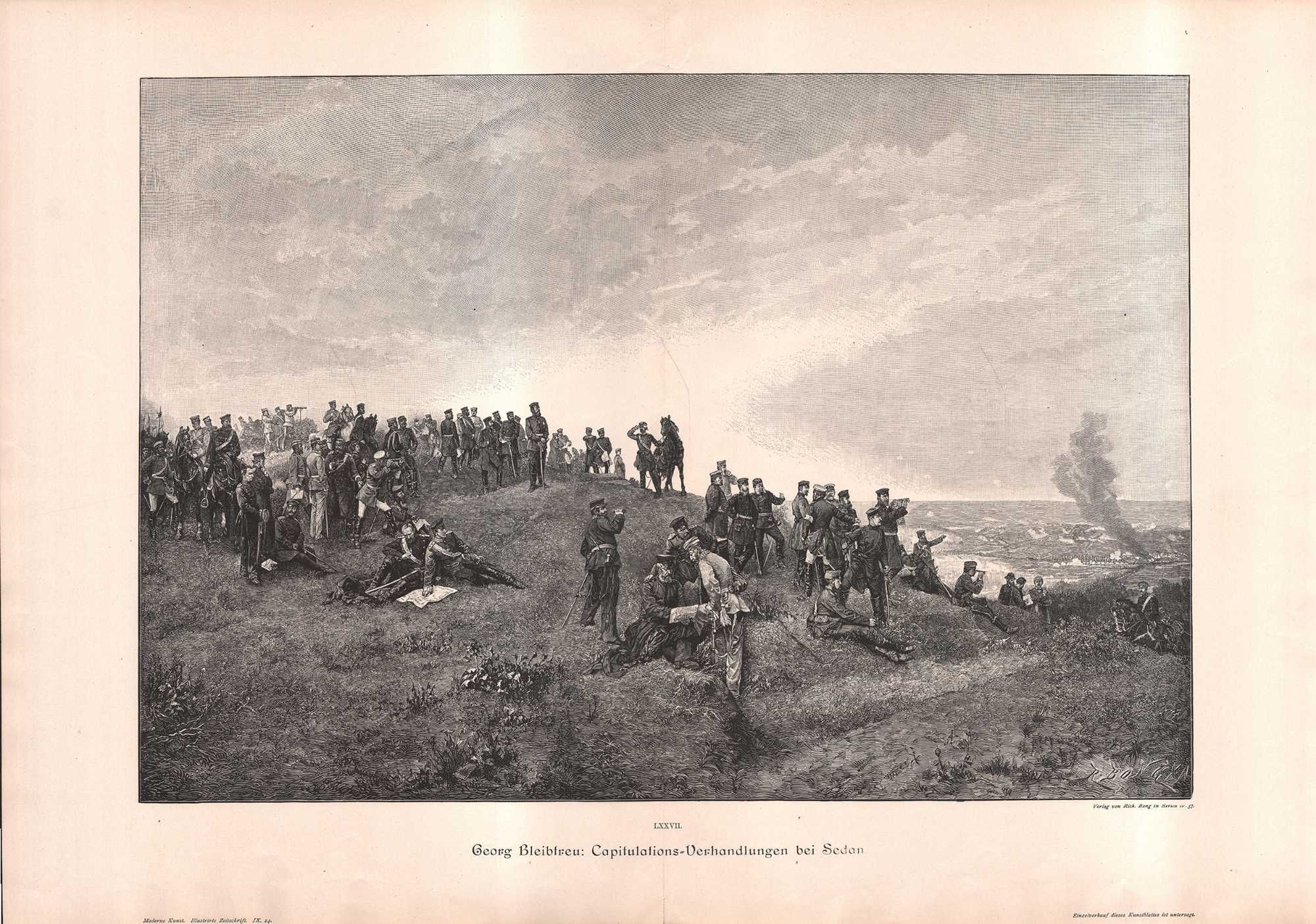 Bitwa pod Sedanem. Kapitulacja. Duży drzeworyt 1895 r. autentyk