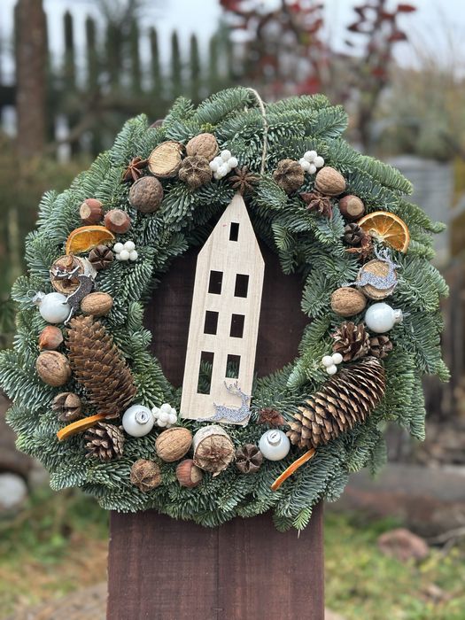 Wianek świąteczny bożonarodzeniowy z jodły nobilis 37 cm