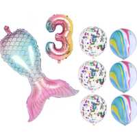 Ogon syreny zestaw balonów urodzinowych z cyfrą NOWE