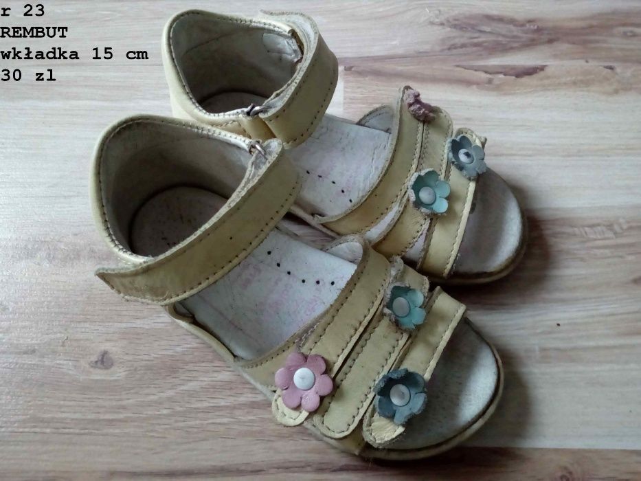 Sandały 23 żółte rembut dziewczęce, dla dziewczynki sadałki
