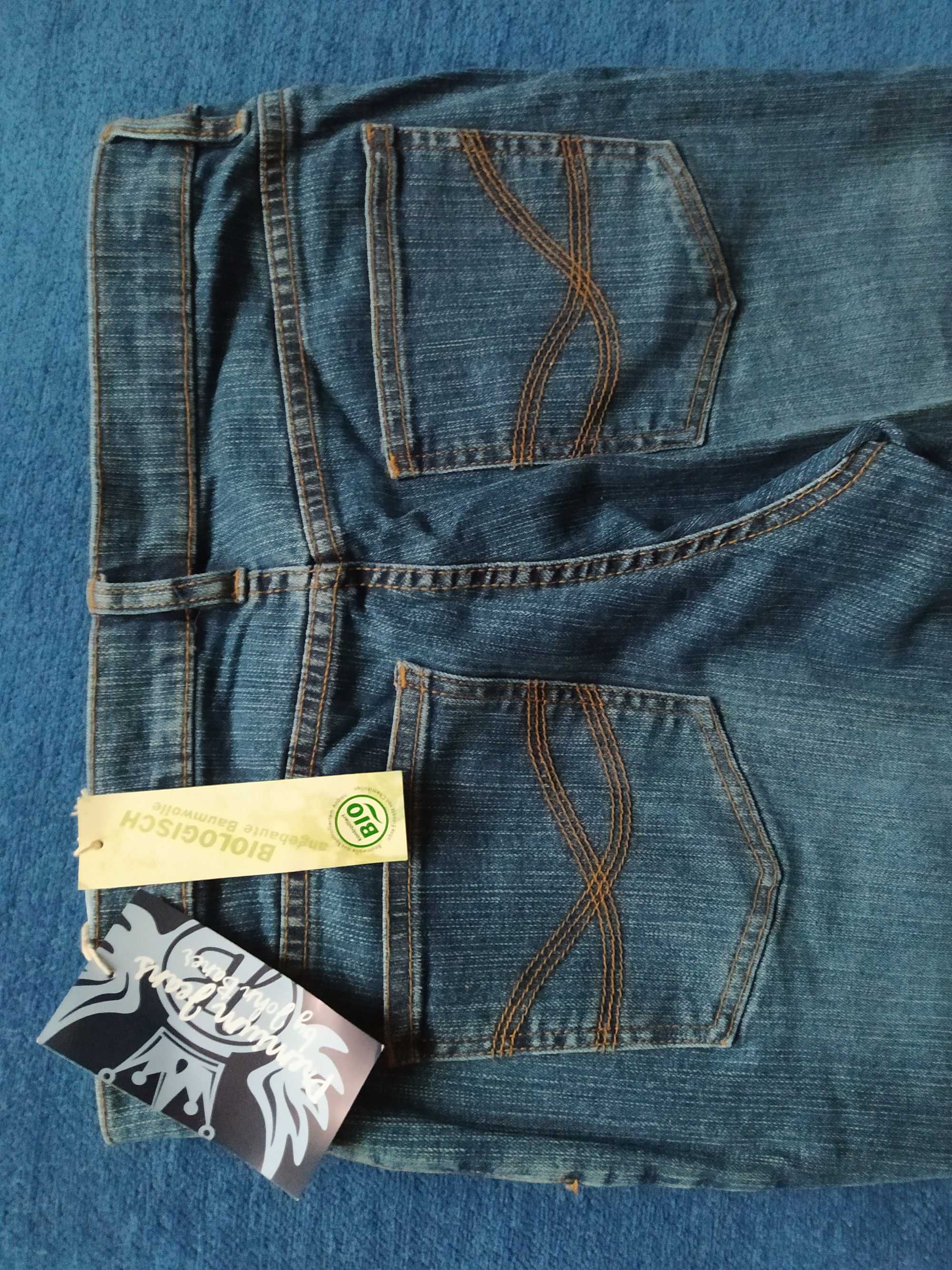 Nowe BIO Spodnie jeansy z organic cotton, roz.38