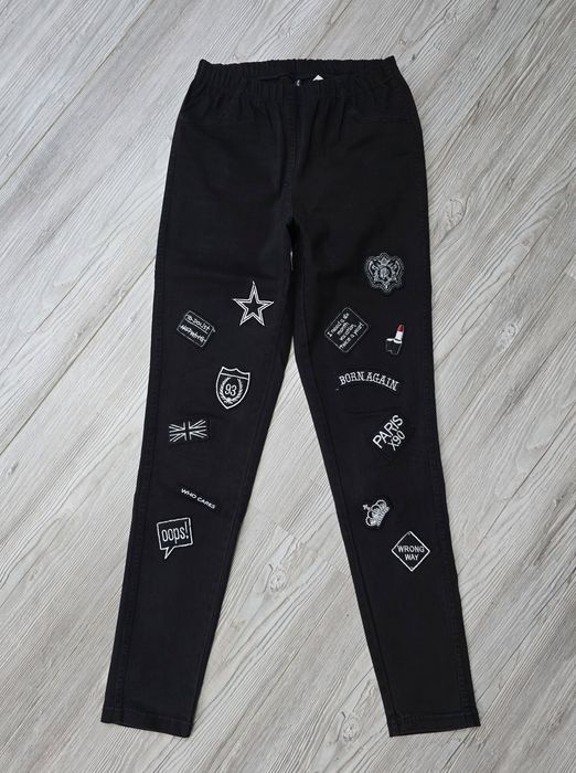 Calzedonia jeansowe spodnie tregginsy z naszywkami S