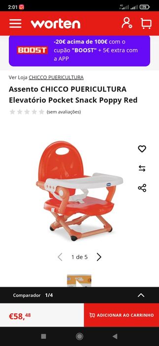 Cadeira assento de refeição Chicco