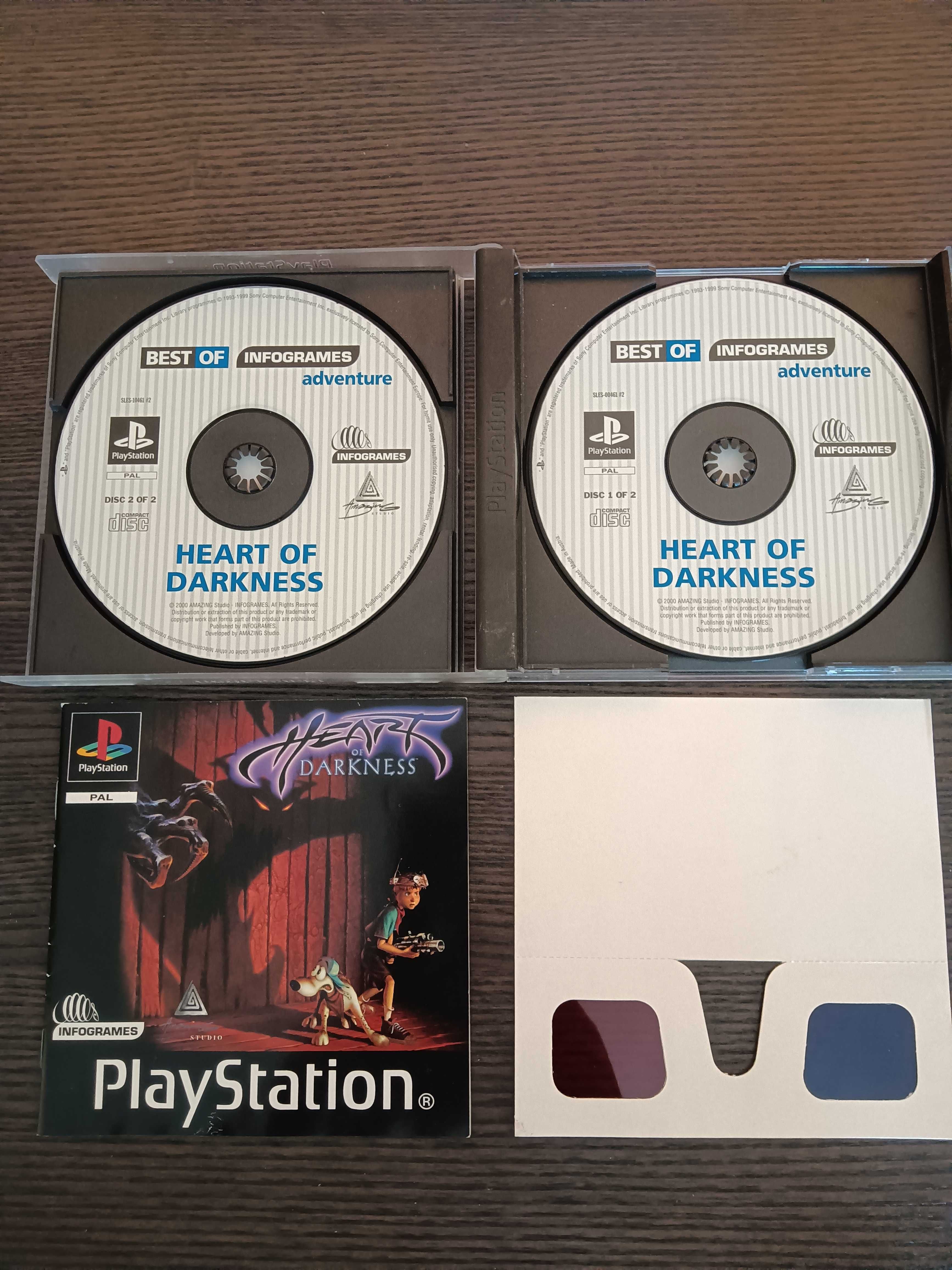 Jogo PS1 Heart of Darkness completo com óculos 3D e instruções