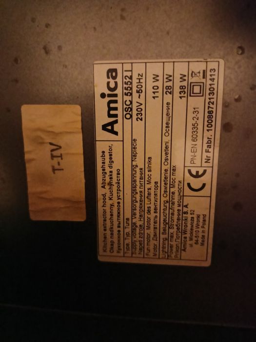 Okap podszafkowy AMICA 50cm Inox