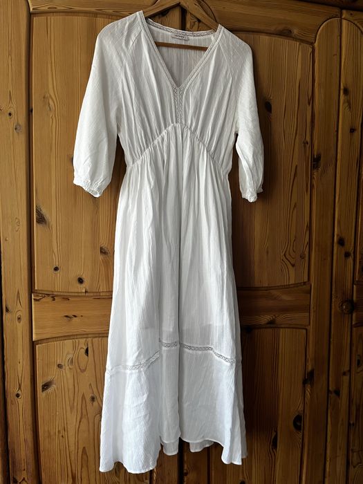 Biała sukienka boho (bawełna i wiskoza)