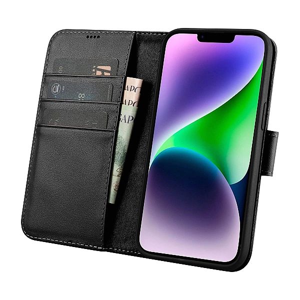 iCarer Wallet Case 2in1 etui iPhone 14 Plus skórzany pokrowiec z klapk