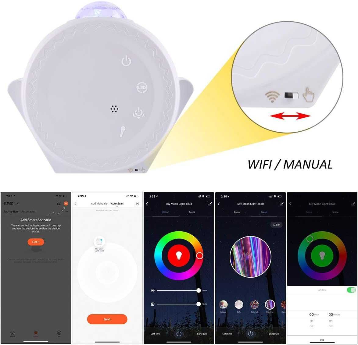 Projektor LED WIFI lampa projekcyjna Star Water Wave SPP159