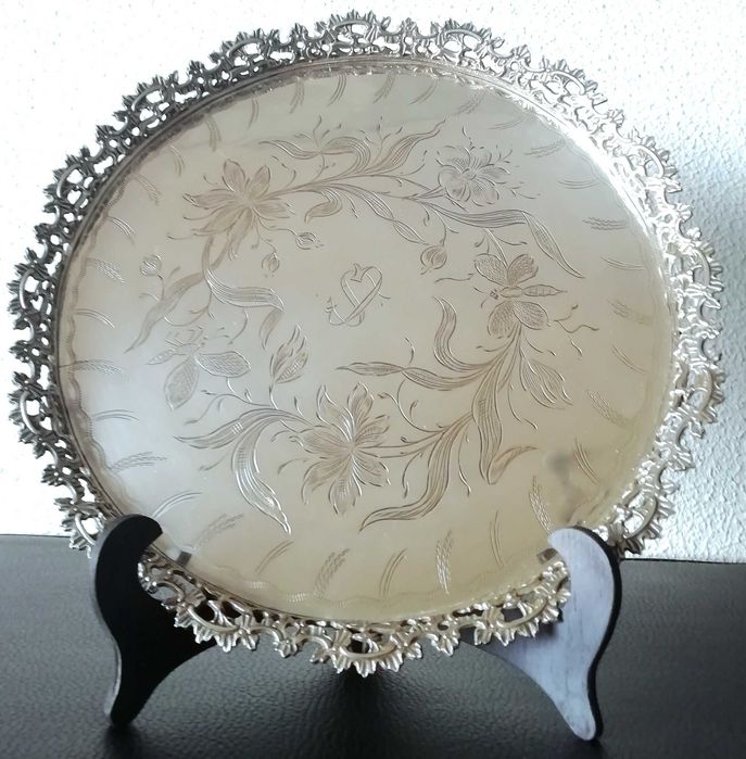 Salva ou Bandeja Gradinha de prata contraste Javali II Porto e Cosme T