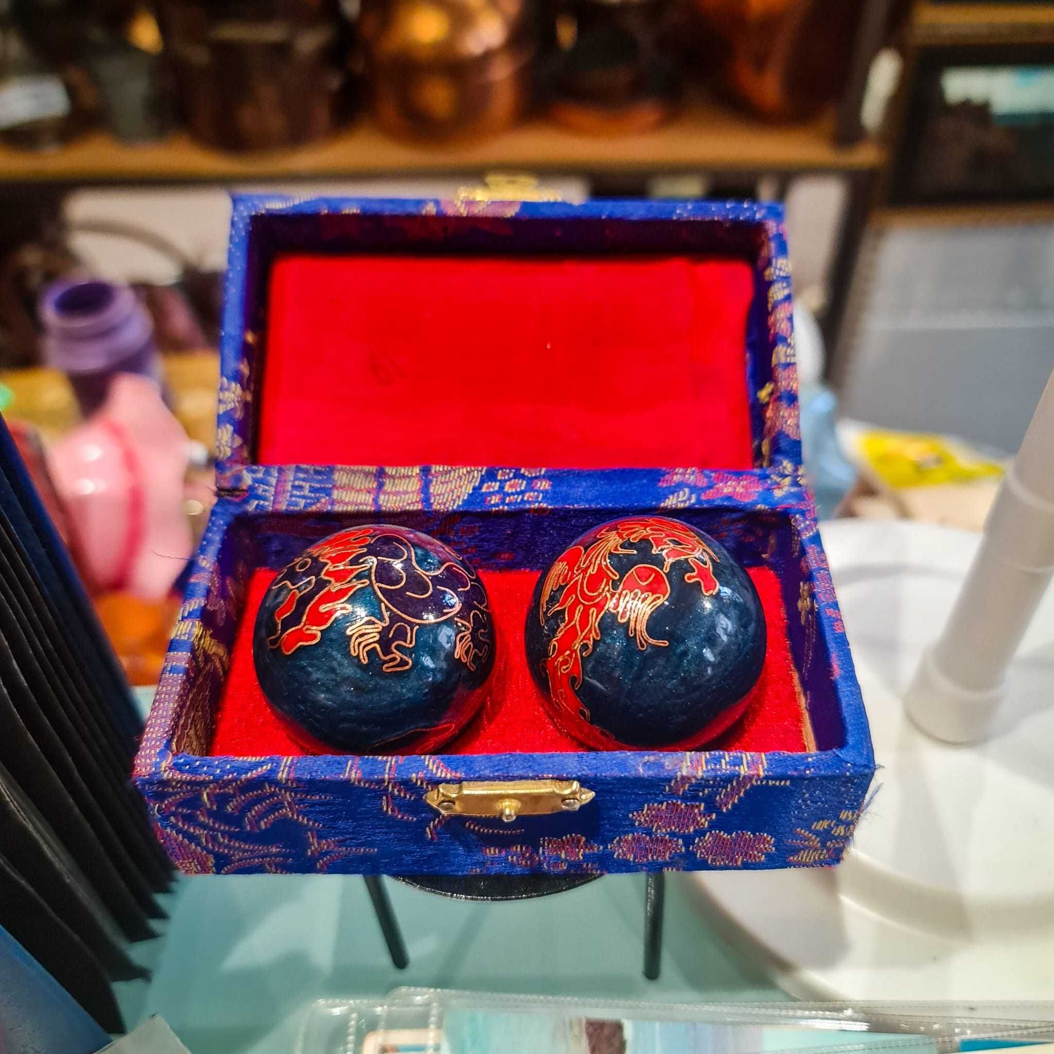Par Bolas Baoding (Cloisonné) Dragão & Fénix – Ø ~4,8 cm