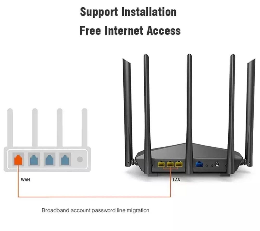 Мощный WiFi роутер маршрутизатор Tenda Тенда АС11  АС1200