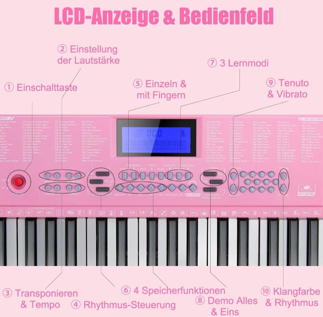 Pianino elektryczne keyboard różowe