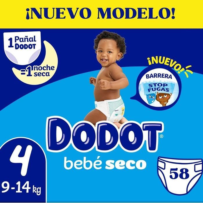 Dodot - Fraldas Bebé Seco T4 9-14 Kg com 58 Unidades