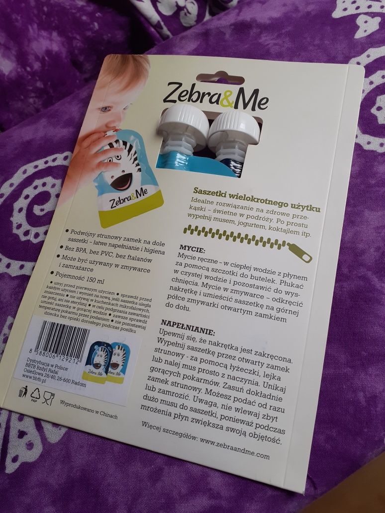 Nowe saszetki Zebra&Me wielokrotnego użytku na płynne produkty