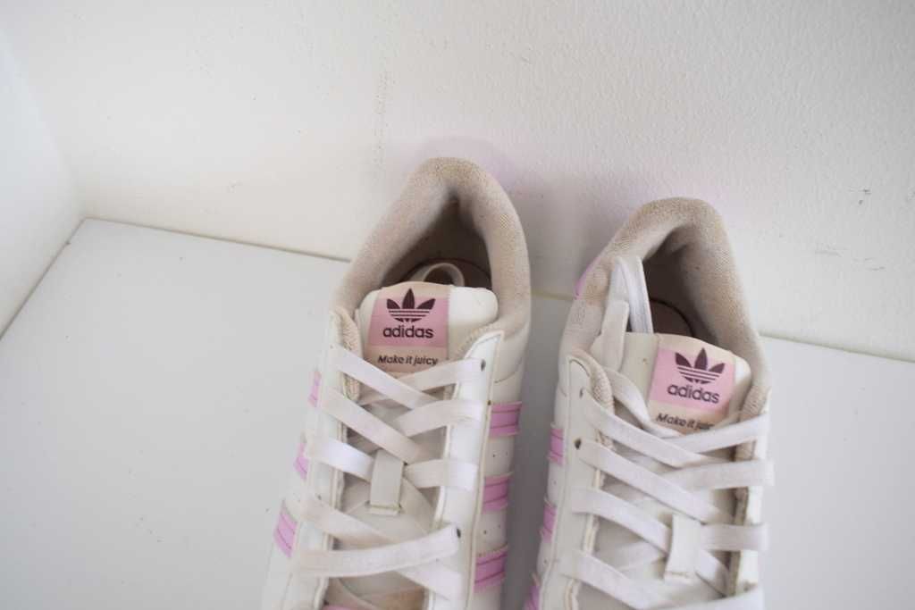 Adidas superstar buty fruit sneakersy skórzane 36 wstawki liliowe