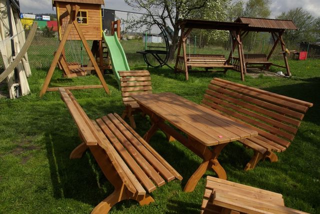 Stół z ławami i krzesła do ogrodu komplet ogrodowy parkowy