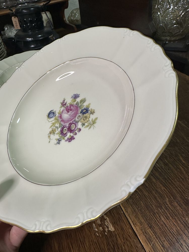 Talerze porcelanowe głębokie Pirken Hammer sygnowane wzór kwiatowy D23