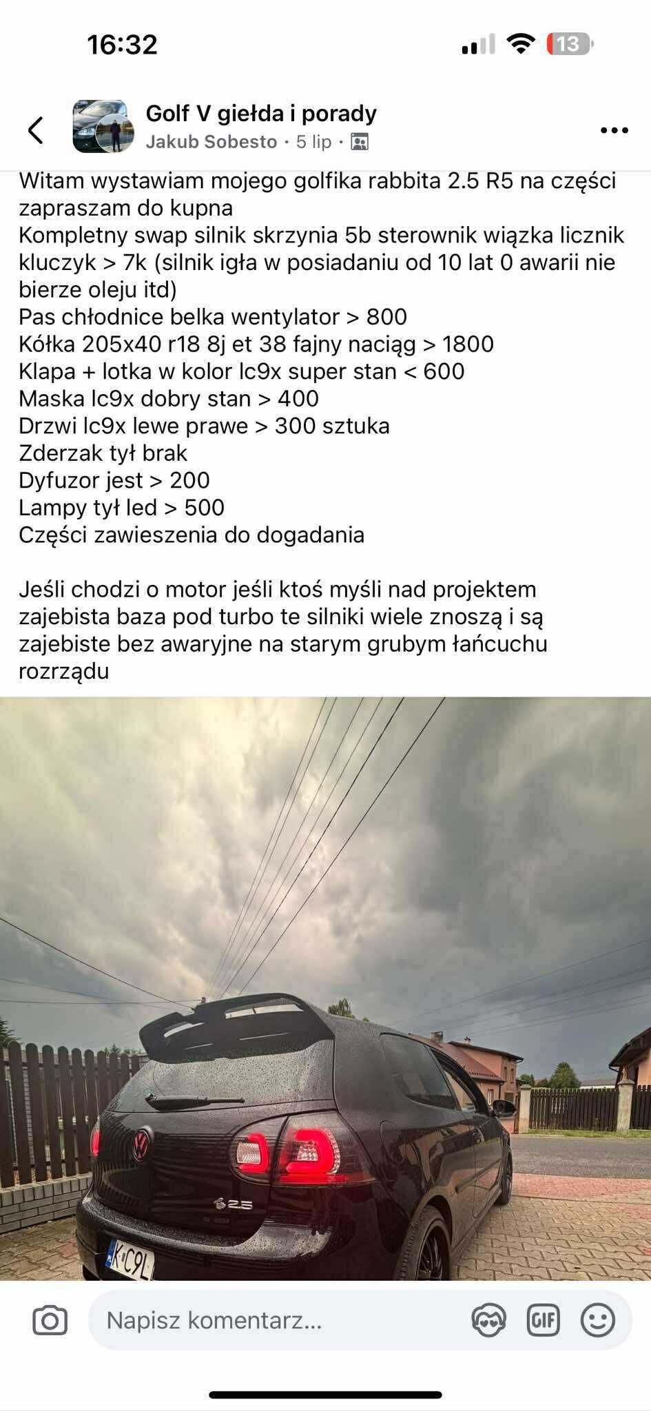 Golf 5 Rabbit 2.5L R5 150km na części