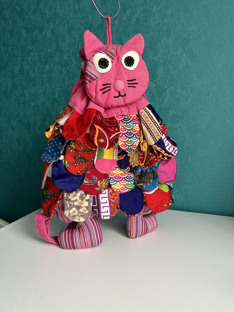 Рюкзак кіт ручна робота бавовна рожевий рюкзак