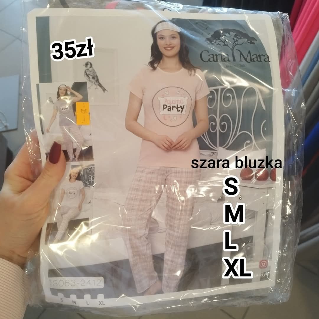 Piżama damska krótki rękaw spodnie bawełna S + opaska na oczy