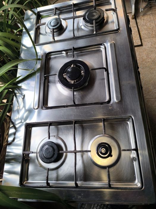 Fogão a Gás Inox 5 Bicos+Forno "Bico Central Não Funciona" c/ redutor