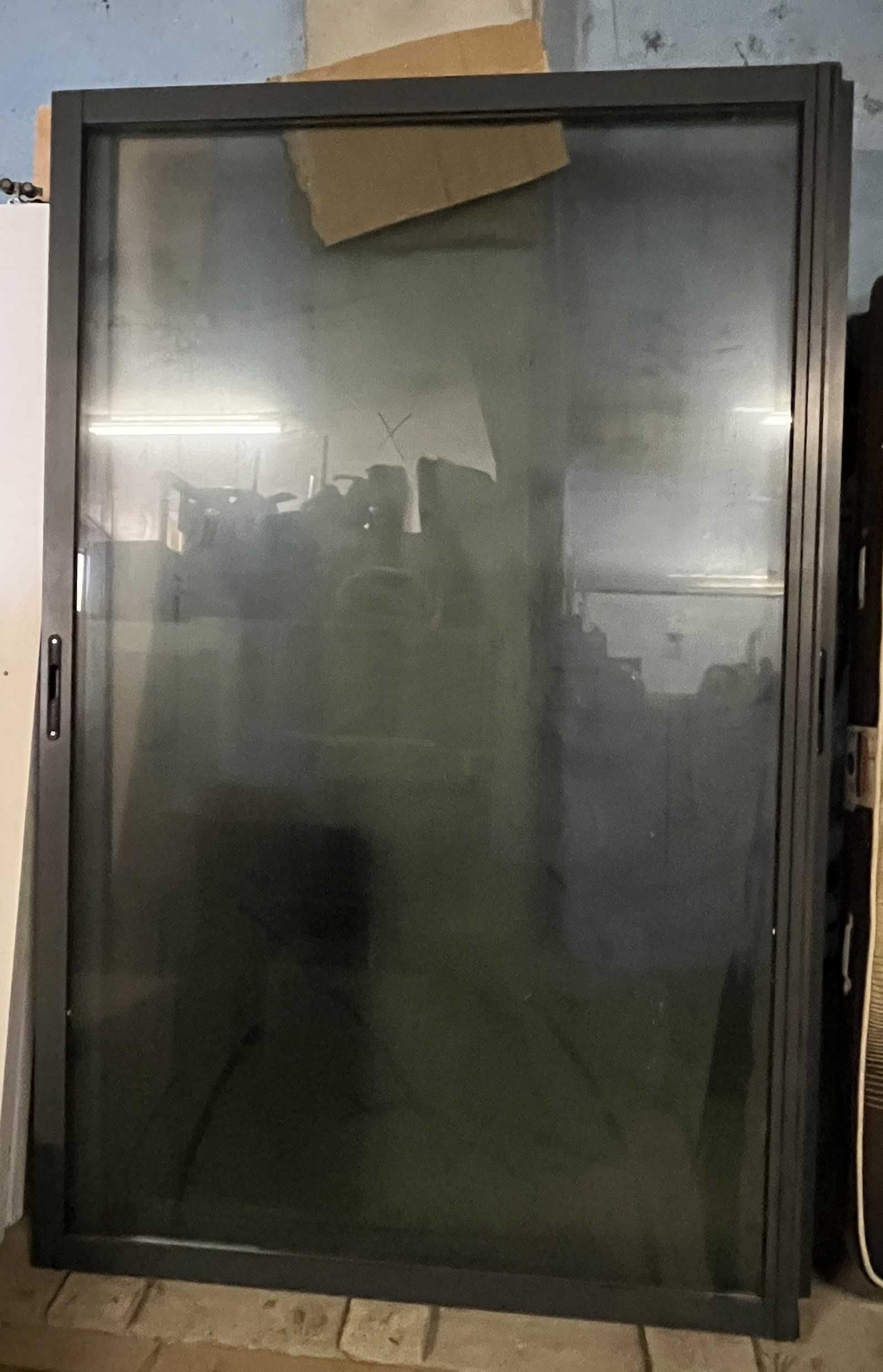 Porta com 2 Folhas em Alumínio Cinzento Vidro Duplo (220x270)