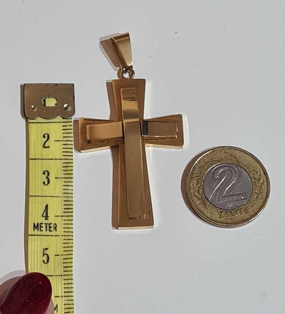 Krzyż krzyżyk w kolorze złotym, duży 4cm wysokości
