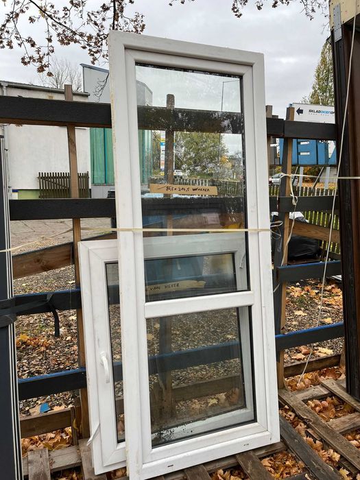 Okno balkonowe PCV 84x214 cm demontaż- świetny stan!