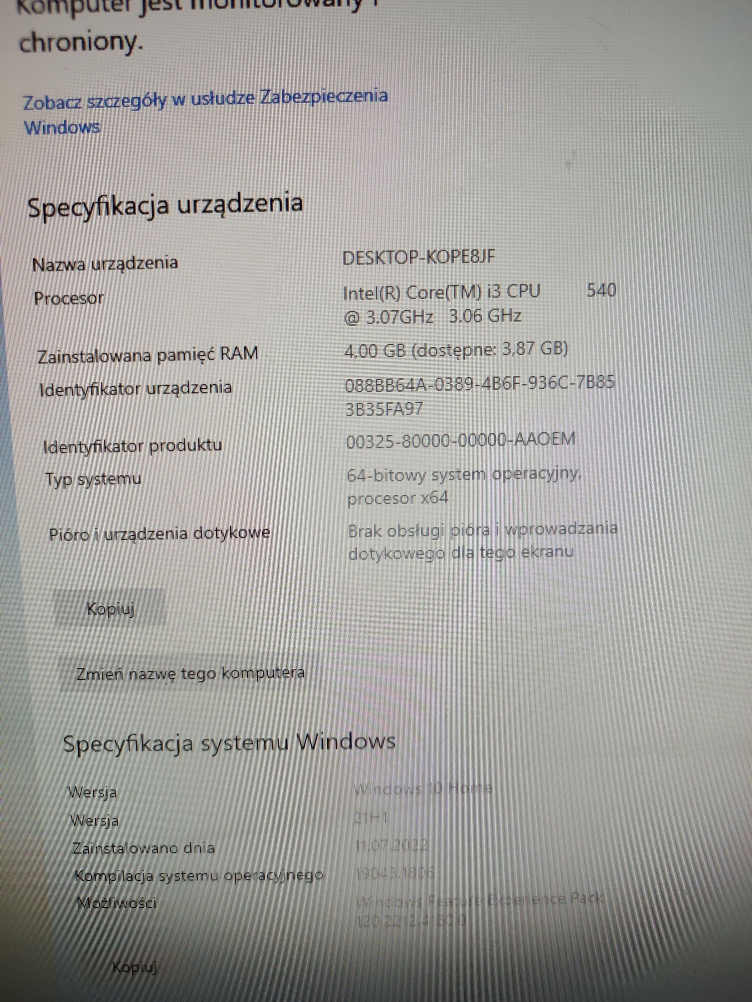 Komputer stacjonarny monitor głośniki kompletny