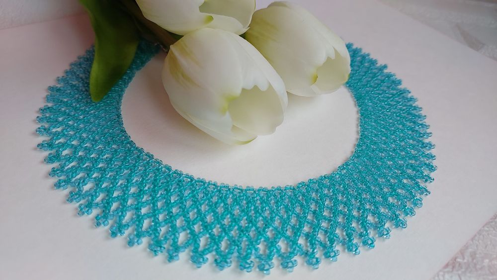 Бірюзова силянка з чеського бісеру "скляна"