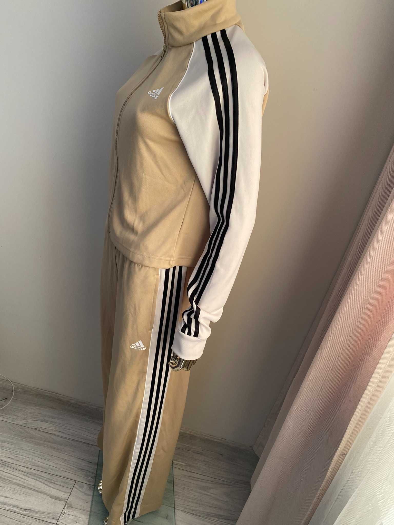 Adidas komplet dres -owy szeroka nogawka 3 stripes paski M