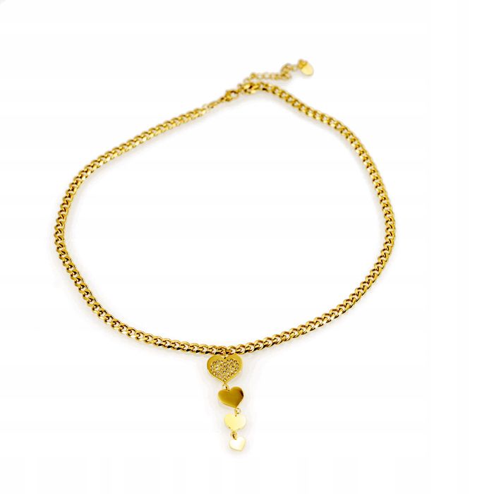 Łańcuszek Masywny Pancerka Krawatka Serca Złota Stal 00670