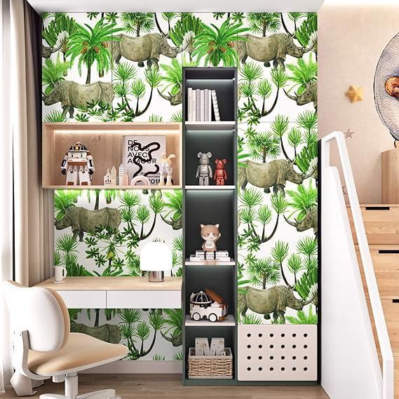 Samoprzylepna Fototapeta Okleina Palmy Nosorożce