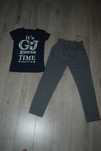 spodnie w kratę + bluzka guess r. 164