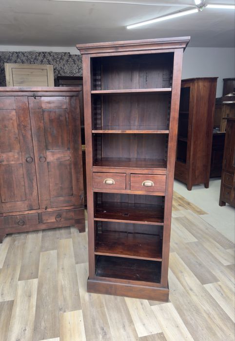 Regał z drewna, biblioteczka kolonialna, rustykalna, vintage
