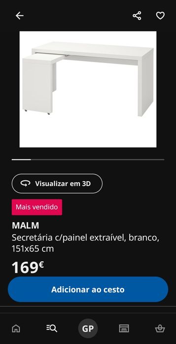 Secretária móvel computador