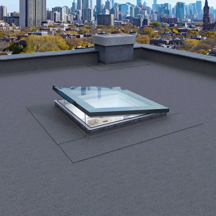 Okno dachowe dach płaski FAKRO DEF DU6 Z-WAVE SOLAR 100x100 cm Ruda Śl
